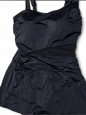 Swimsuits For All Black Ruched Swimdress with underwire support